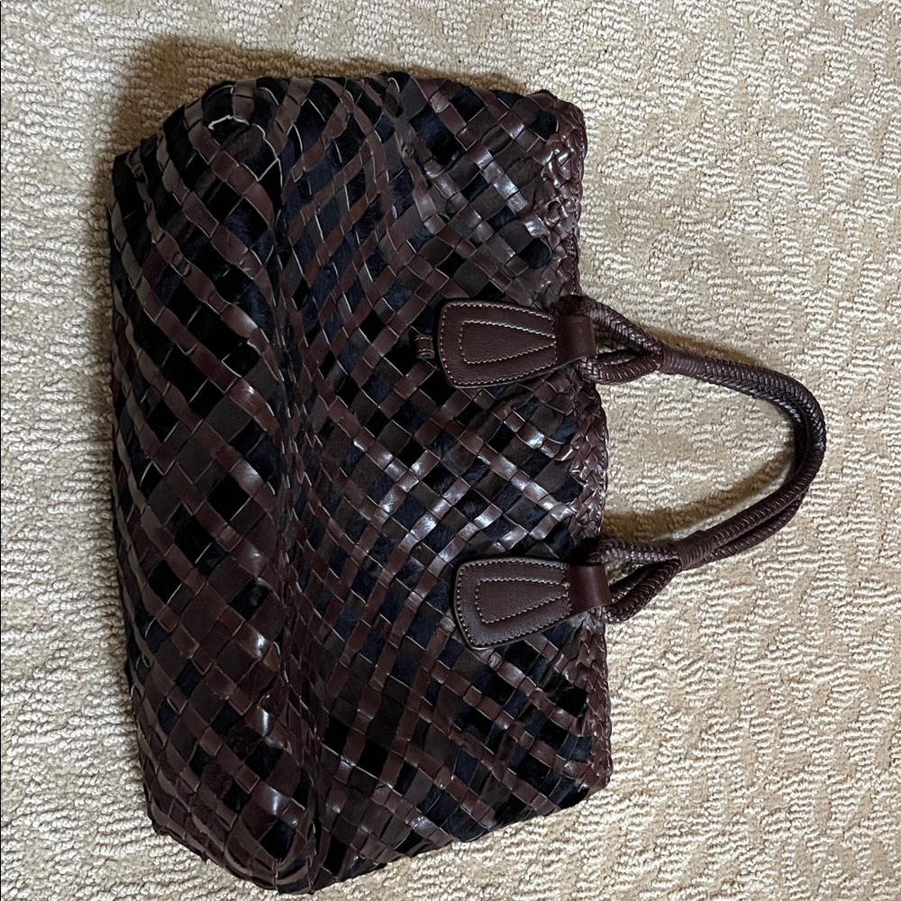 Elegant Brown Woven Tote Bag